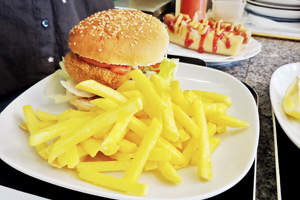 Formosa Cordon Bleu Burger with french fries